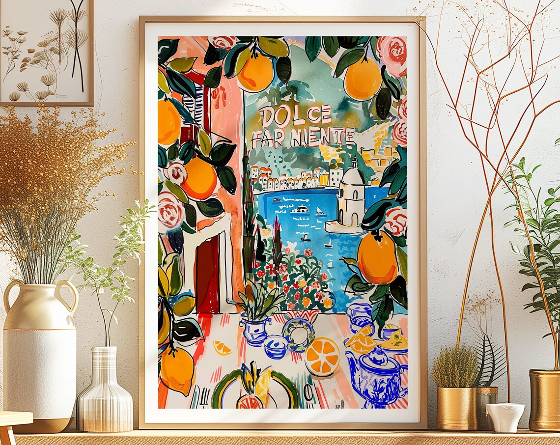 Dolce Far Niente Italy Amalfi Coast Travel Poster