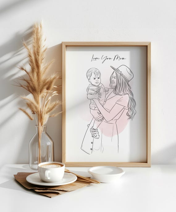 Personalised Mothers Day Gift Gift For Mom Custom Portrait Birthday Gift Gift For Mother Minimalist Wall Art Unique Gift Gift For Her