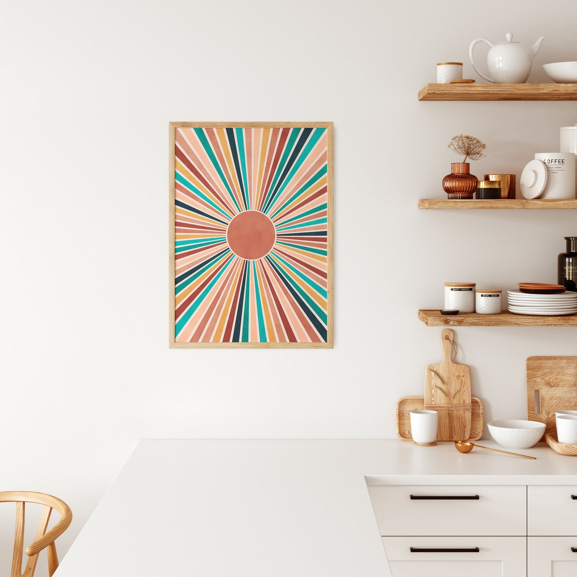 Retro Sunburst Colorful Boho Sunshine Rays Wall Decor Poster - Image 3