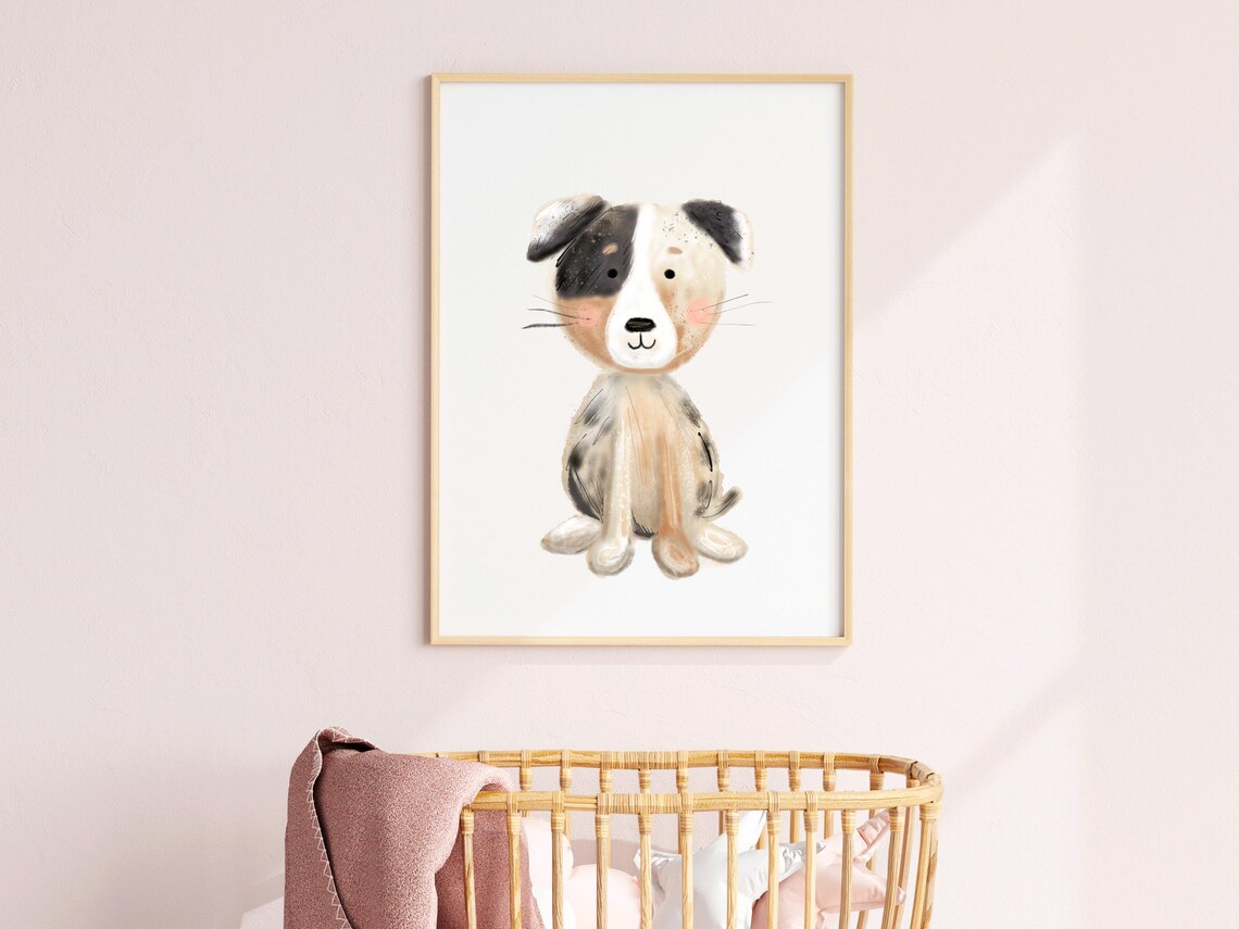 Aussie Puppy Nursery Art Print, Dog Border Decor