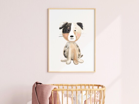 Aussie Puppy Nursery Art Print, Dog Border Decor