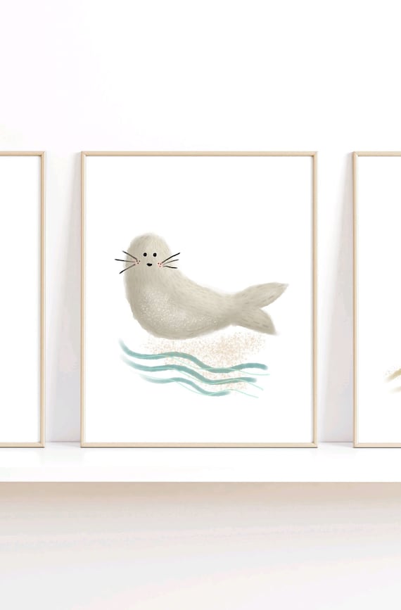 Arctic Nursery Seal Art Print, Baby Animal Decor