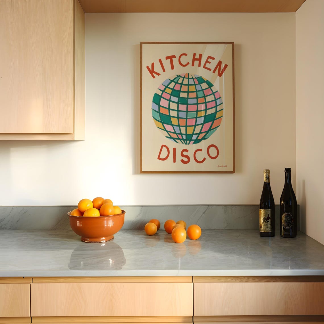 Kitchen Disco Colorful Disco Ball Retro Maximalist Party Poster