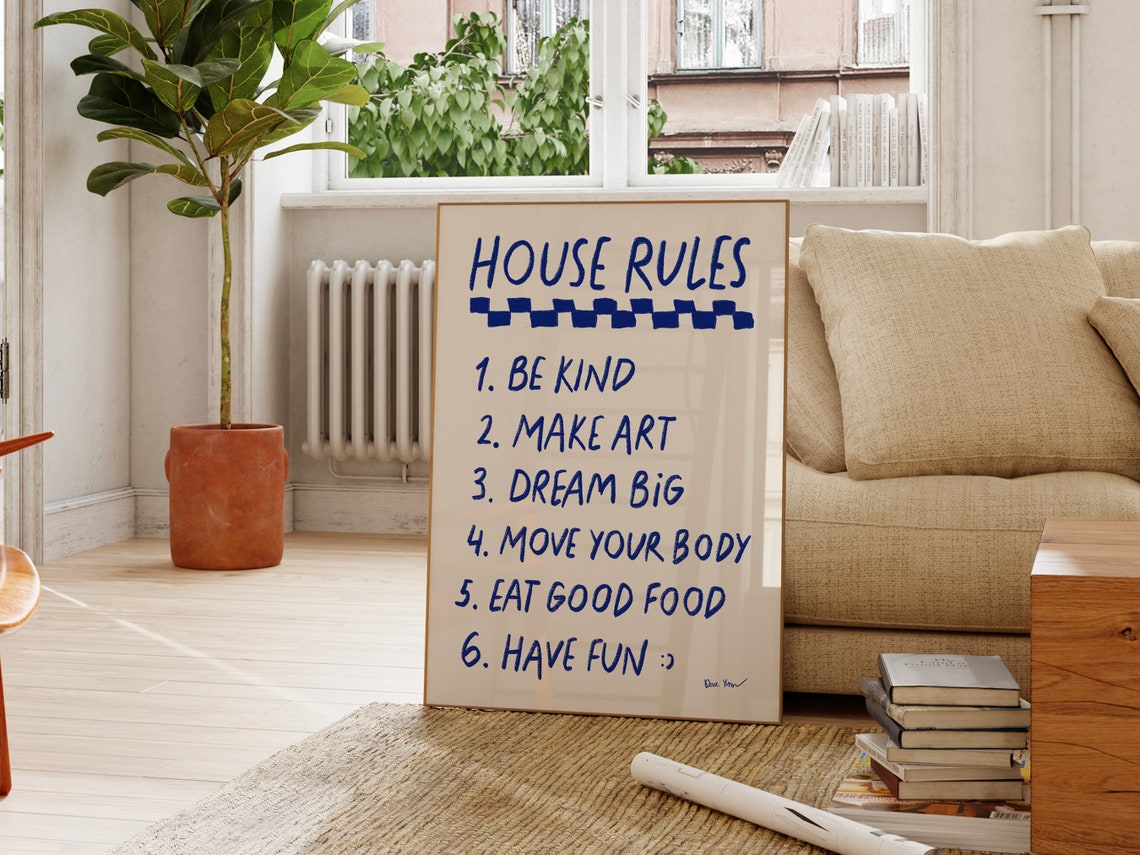 House Rules Be Kind Make Art Dream Big Fun Family Typography Poster - Image 4