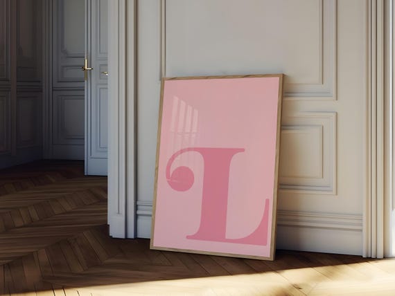 Letter L Poster Pink Alphabet Letter Print Initial Letter Wall Art Trendy Dorm Room Decor Girly Nursery Decor Teen Room Gallery Wall