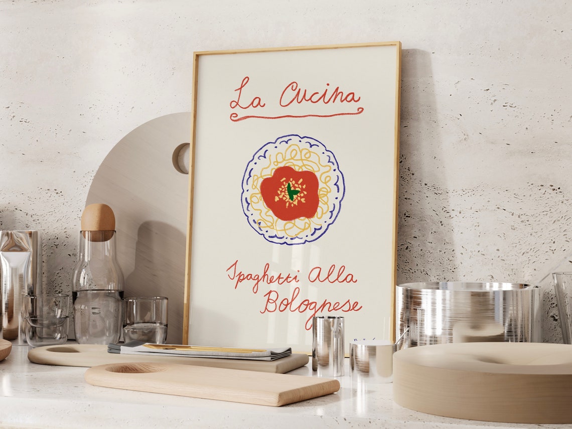La Cucina Spaghetti Alla Bolognese Italian Trattoria Kitchen Poster - Image 3