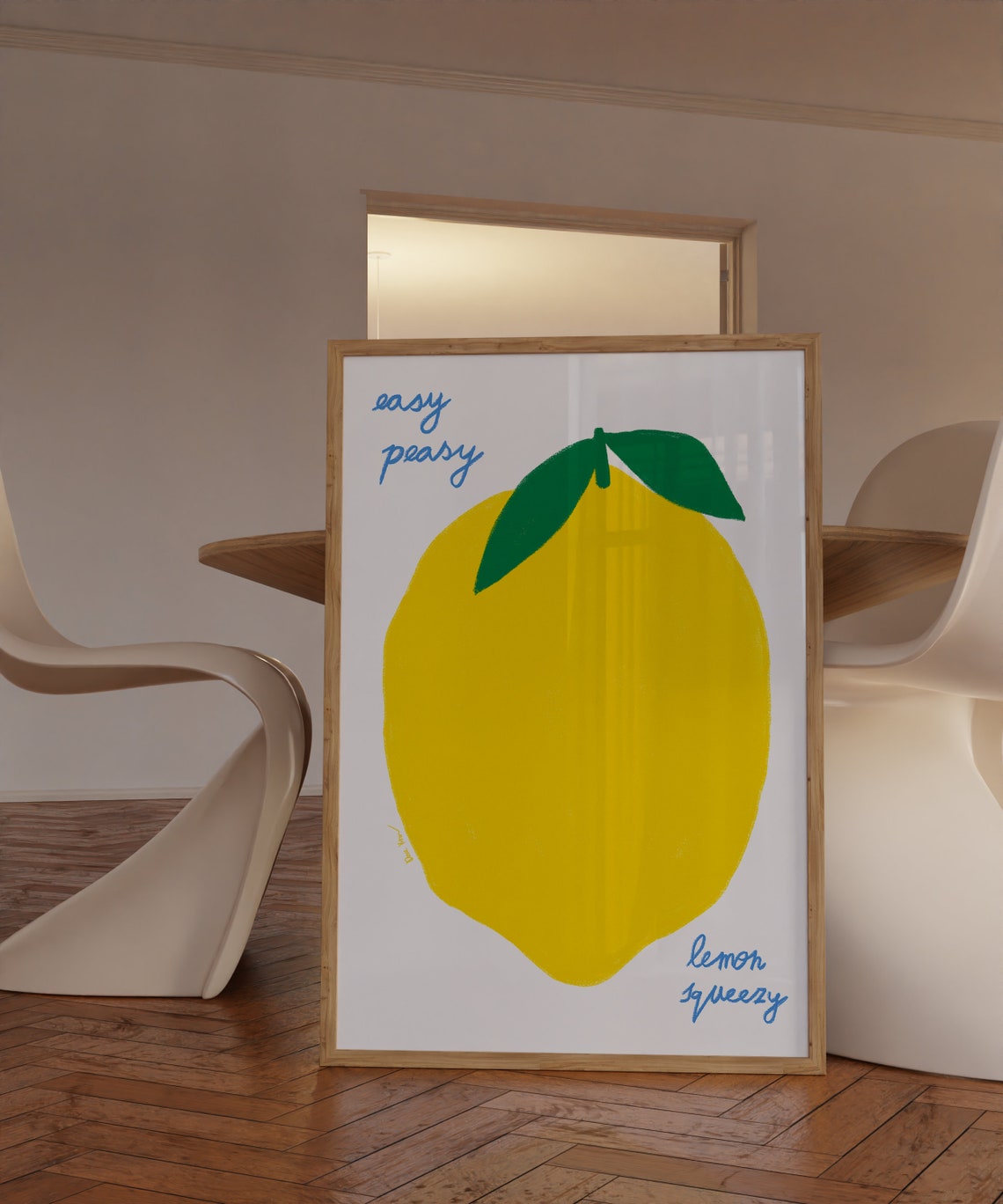Easy Peasy Lemon Squeezy Big Yellow Lemon Kitchen Art Poster - Image 3