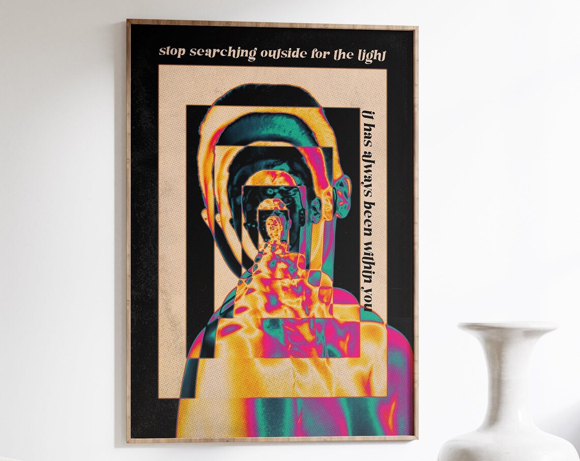 Psychedelic Retro 70s Decor Gradient Art Print