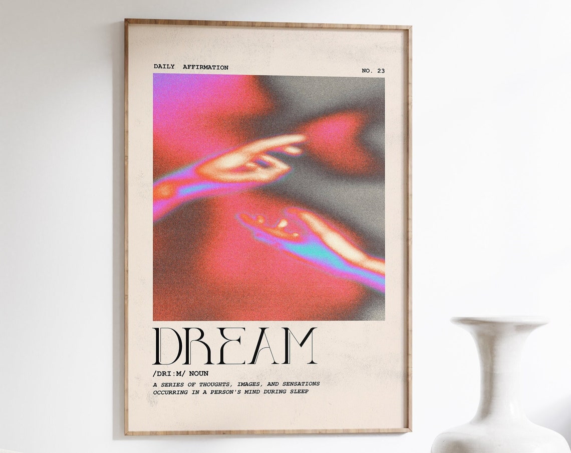 Dream Definition Retro 70s Aura Hands Daily Affirmation Art Poster