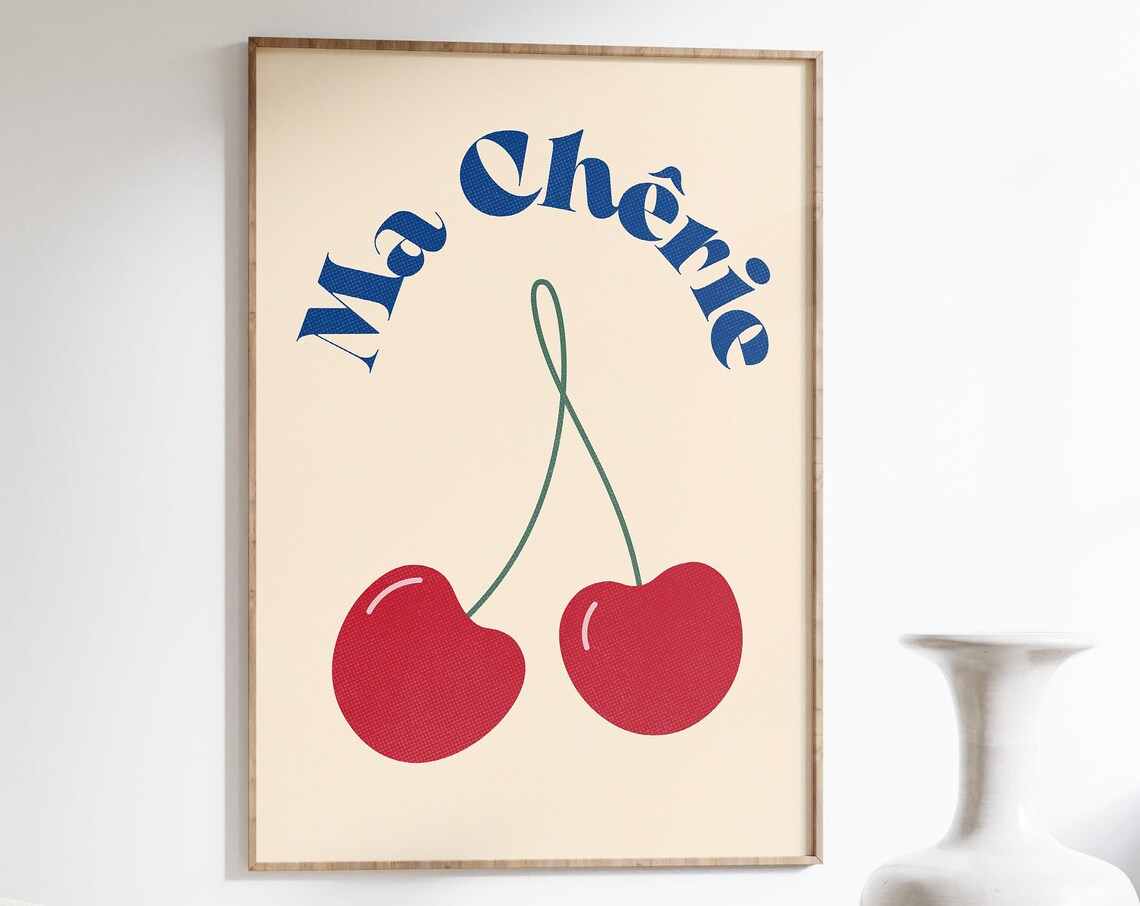 Cherry Ma Cherie Psychedelic Art Print, Trendy Decor