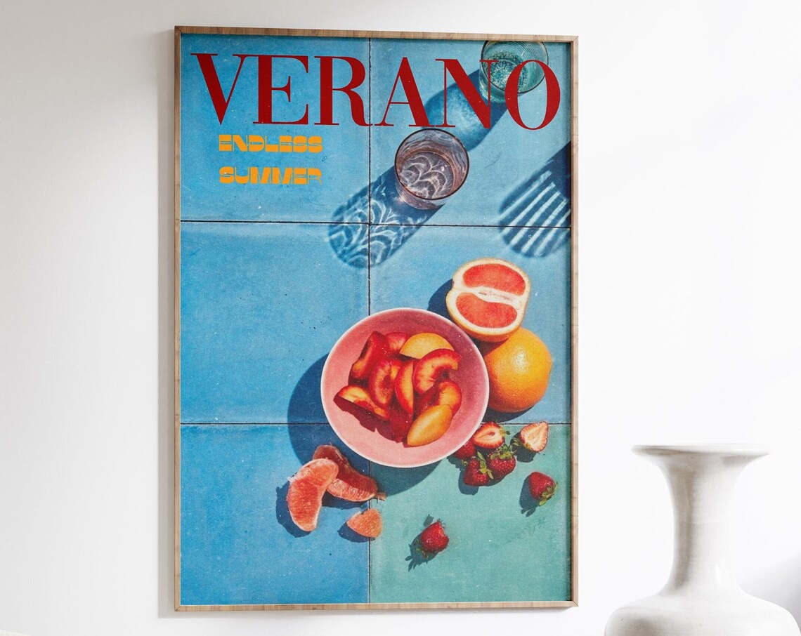Verano 70s Retro Kitchen Summer Travel Poster