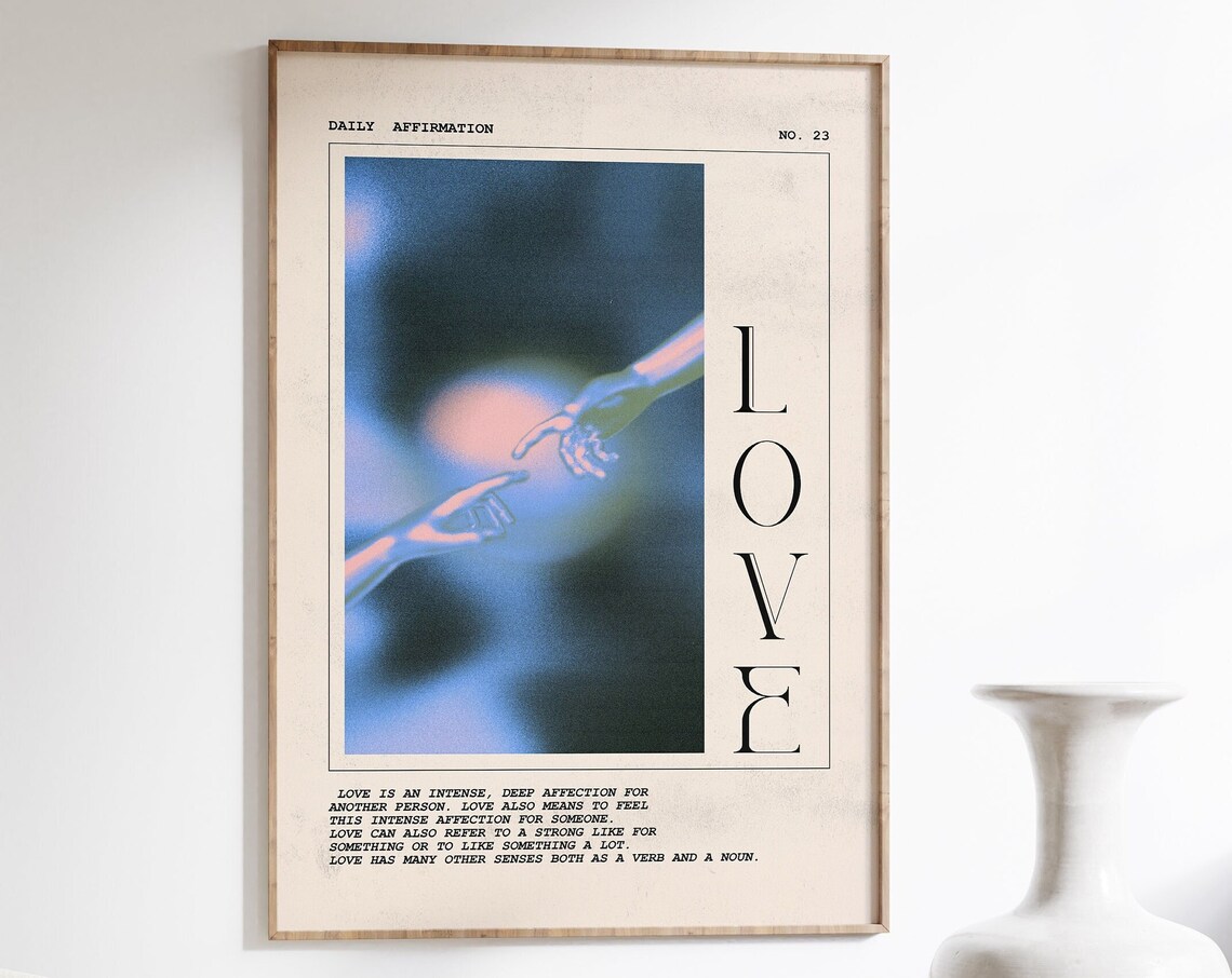Love Daily Affirmation No 23 Blue Aura Hands Romantic Quote Poster