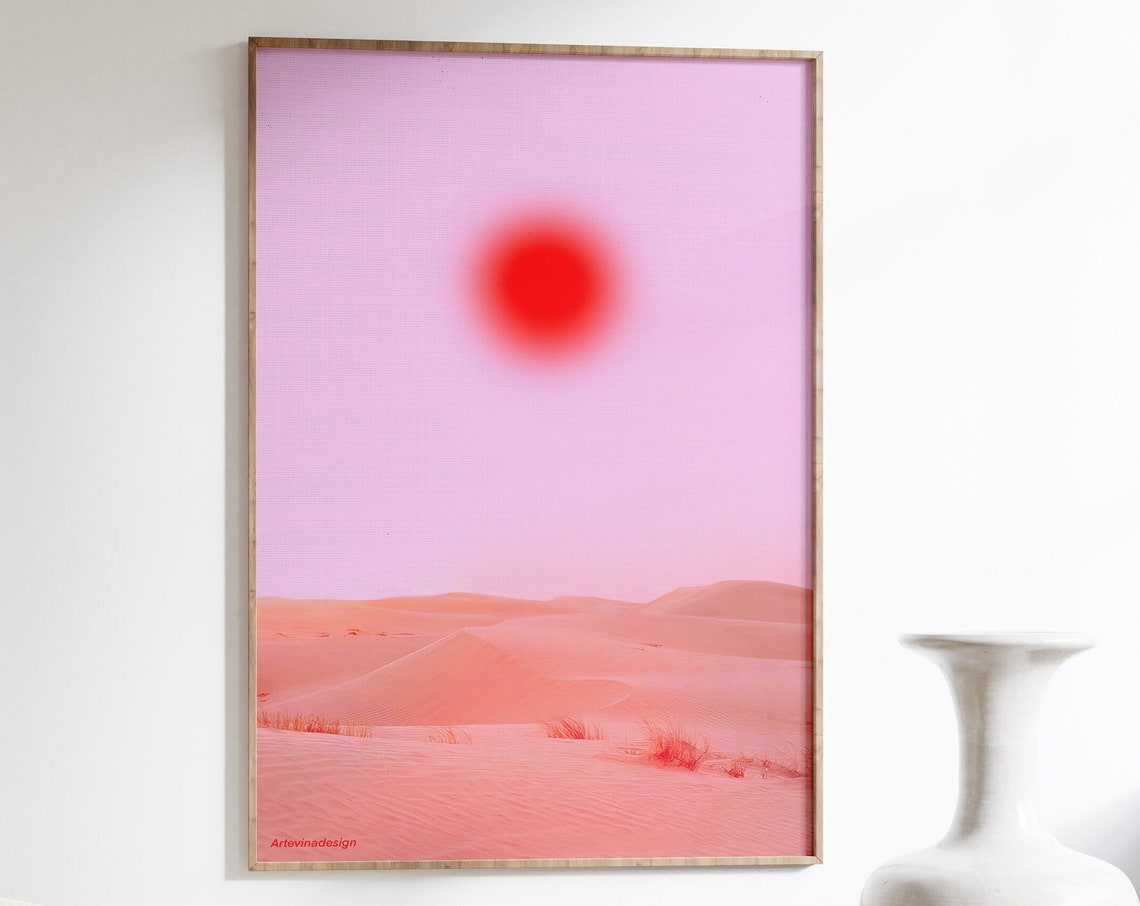 70s Desert Sun Poster Retro Psychedelic Wall Art