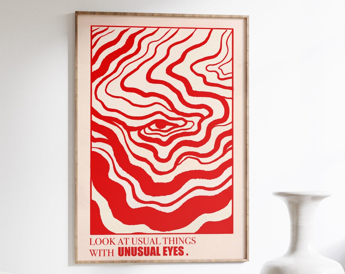 70s Psychedelic Red Gradient Retro Art Print