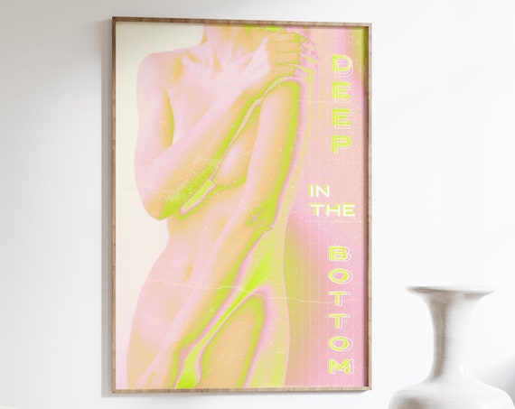 Gradient Wall Art Pink Yellow Decor Trippy Y2k Poster 70s Affirmation Aura Psychedelic Vintage Nude