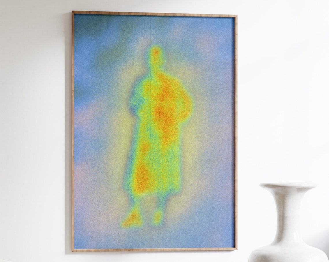 Trippy Aura Gradient Human Silhouette Psychedelic Y2K Art Poster
