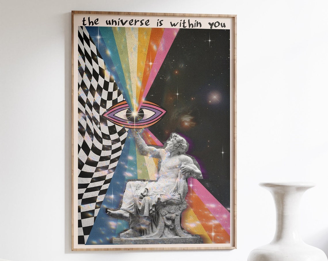 The Universe Is Within You Cosmic Eye Spiritual Collage Poster