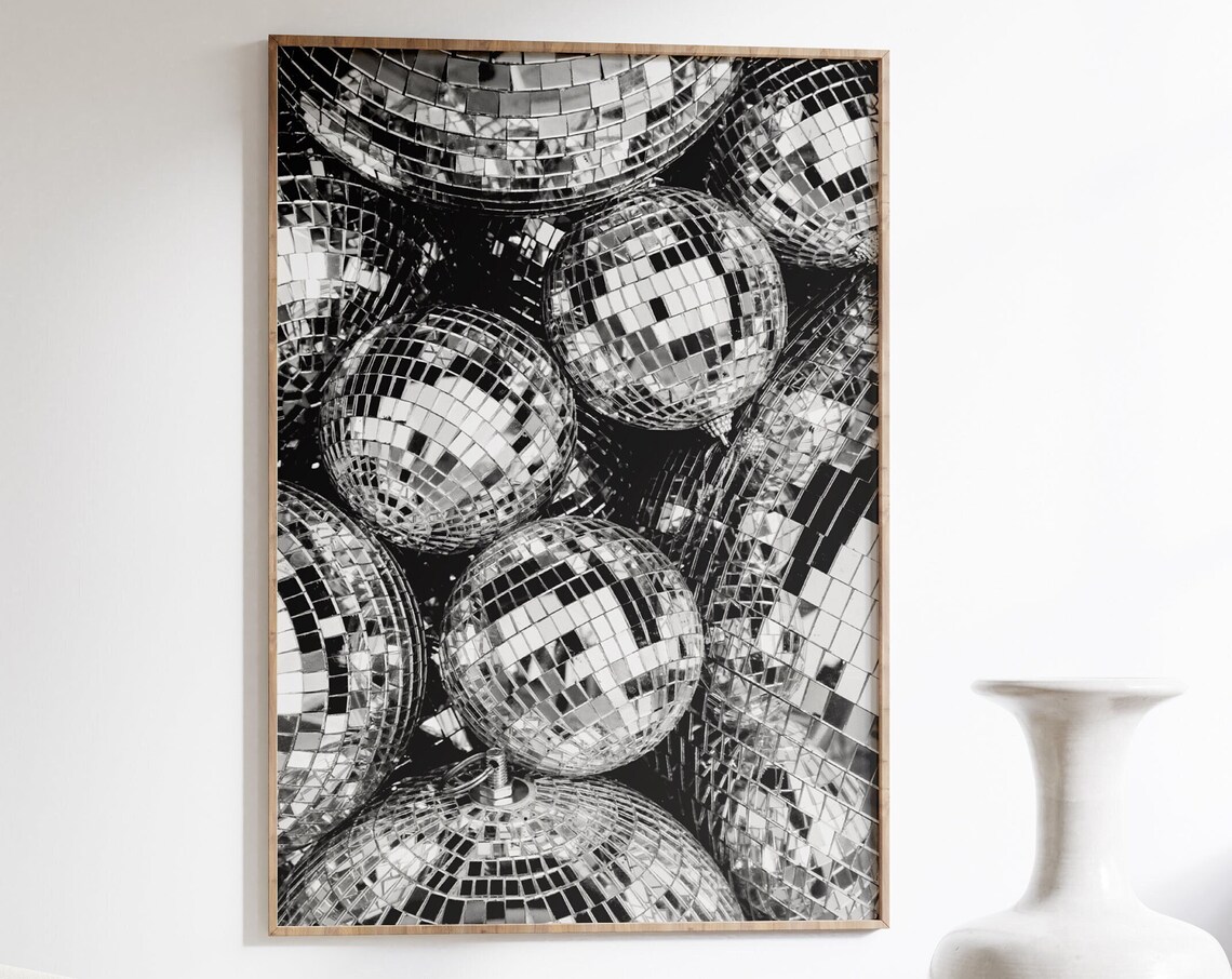 Disco Ball Print, 70s Party Decor Art Print