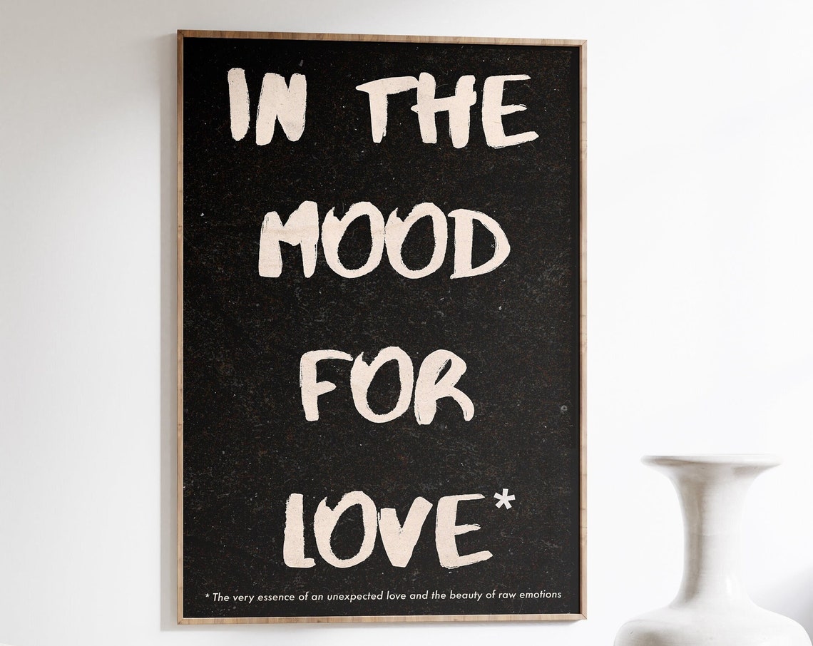 In The Mood For Love Retro 70s Typography Black Canvas Poster
