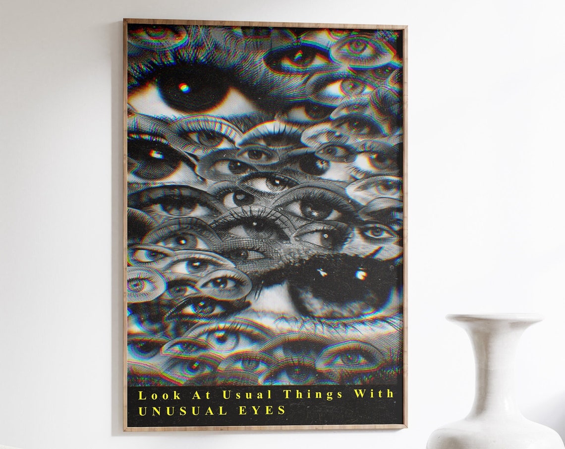 Retro Poster Preppy Art Affirmation Print Wall Decor Trendy Eye Y2k Psychedelic Trippy