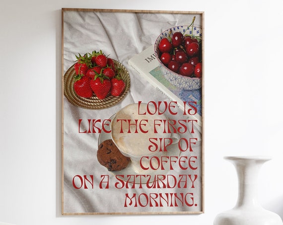 Affirmation Poster 70s Retro Coffee Love Art Print