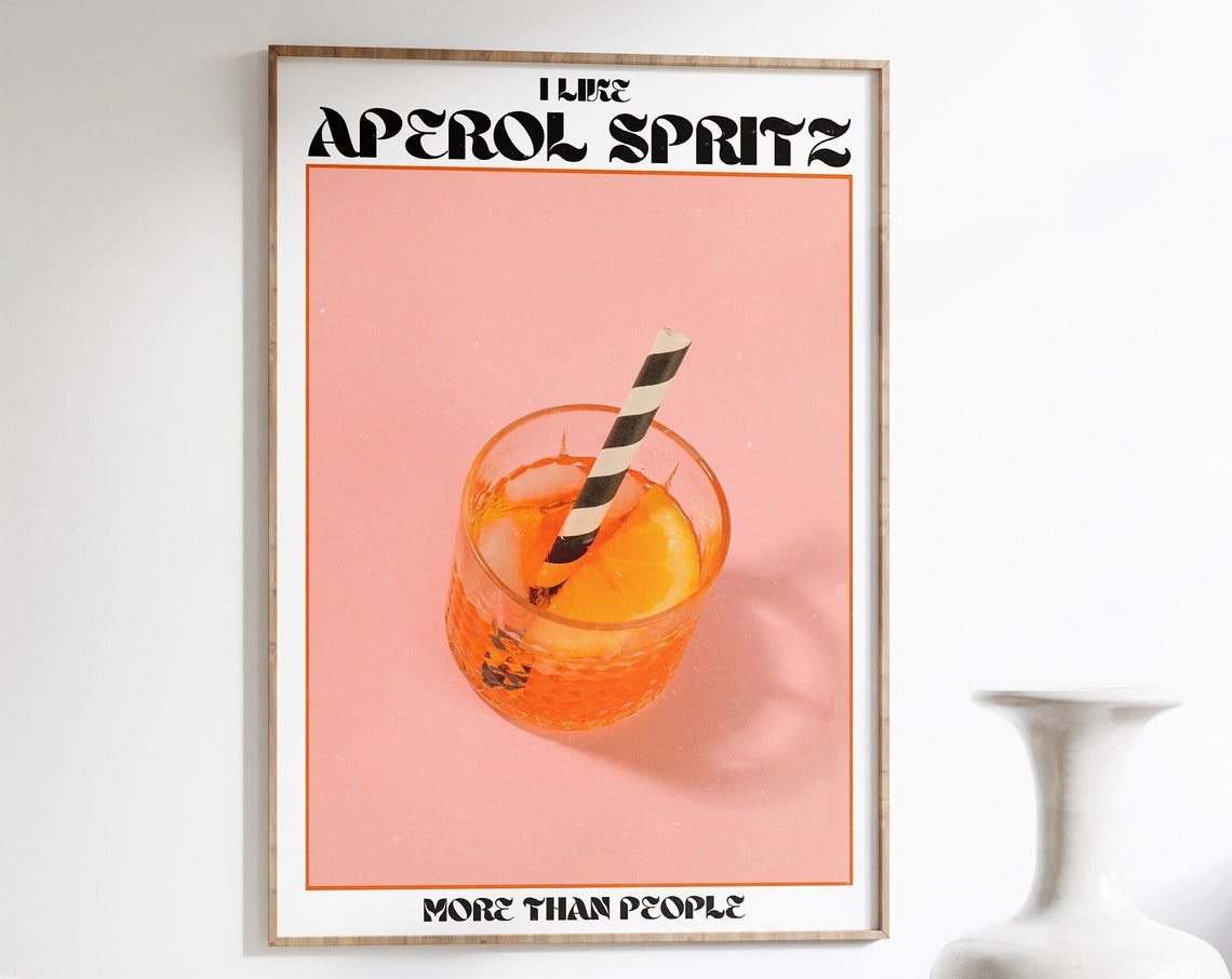 I Like Aperol Spritz More Than People Retro Cocktail Bar Poster