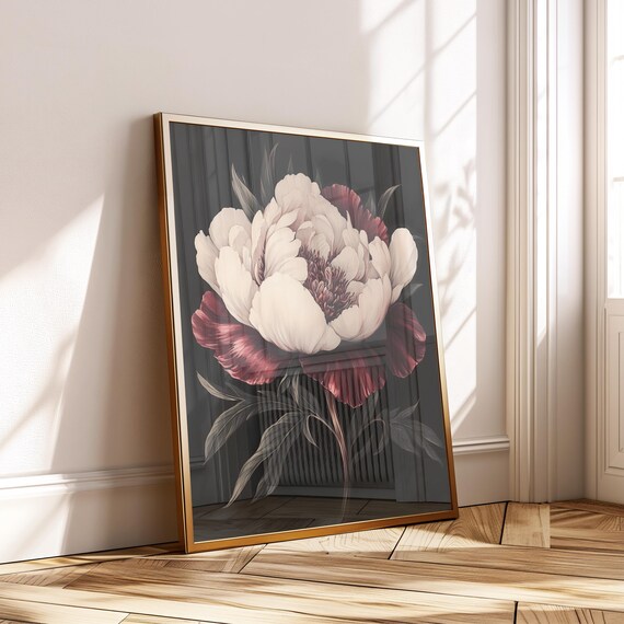 Dark Floral Wall Art Vintage Botanical Print Moody Decor