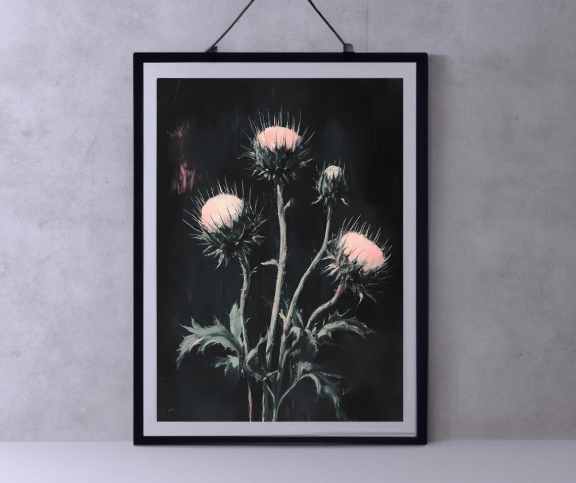 Thistle Art Print, Dark Academia Botanical Decor