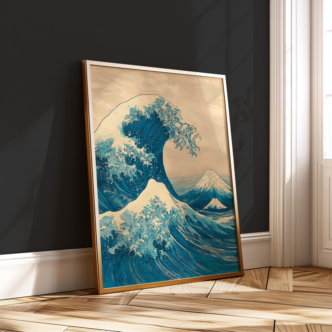 The Great Wave Inspired Poster Modern Hokusai Mount Fuji Wall Art Japanese Ocean Scene File