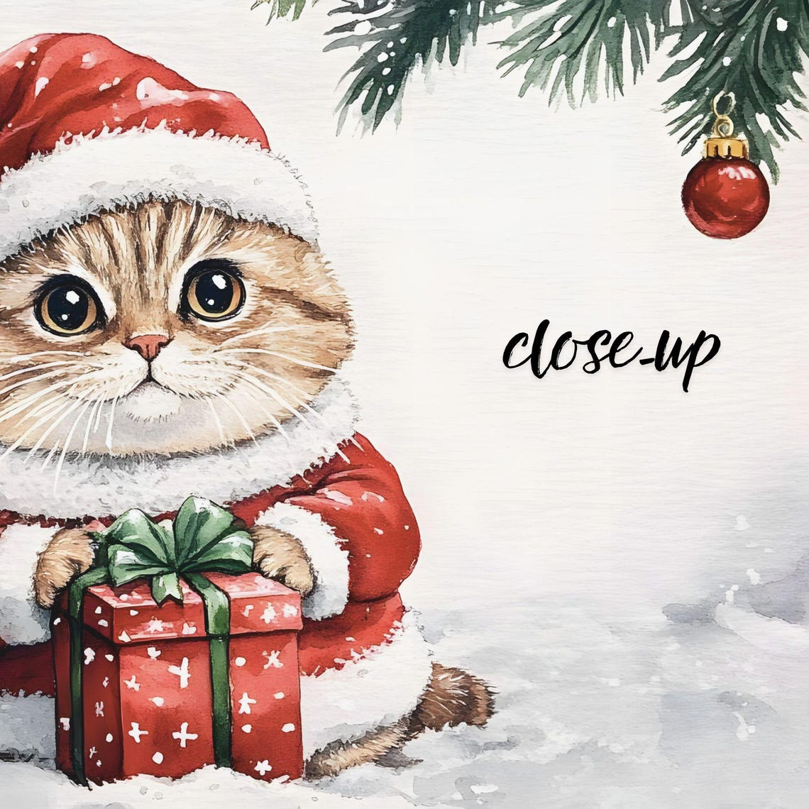 Christmas Cat Art For Frame Tv Cute Holiday Decor With Santa Kitten Illustration - Image 3