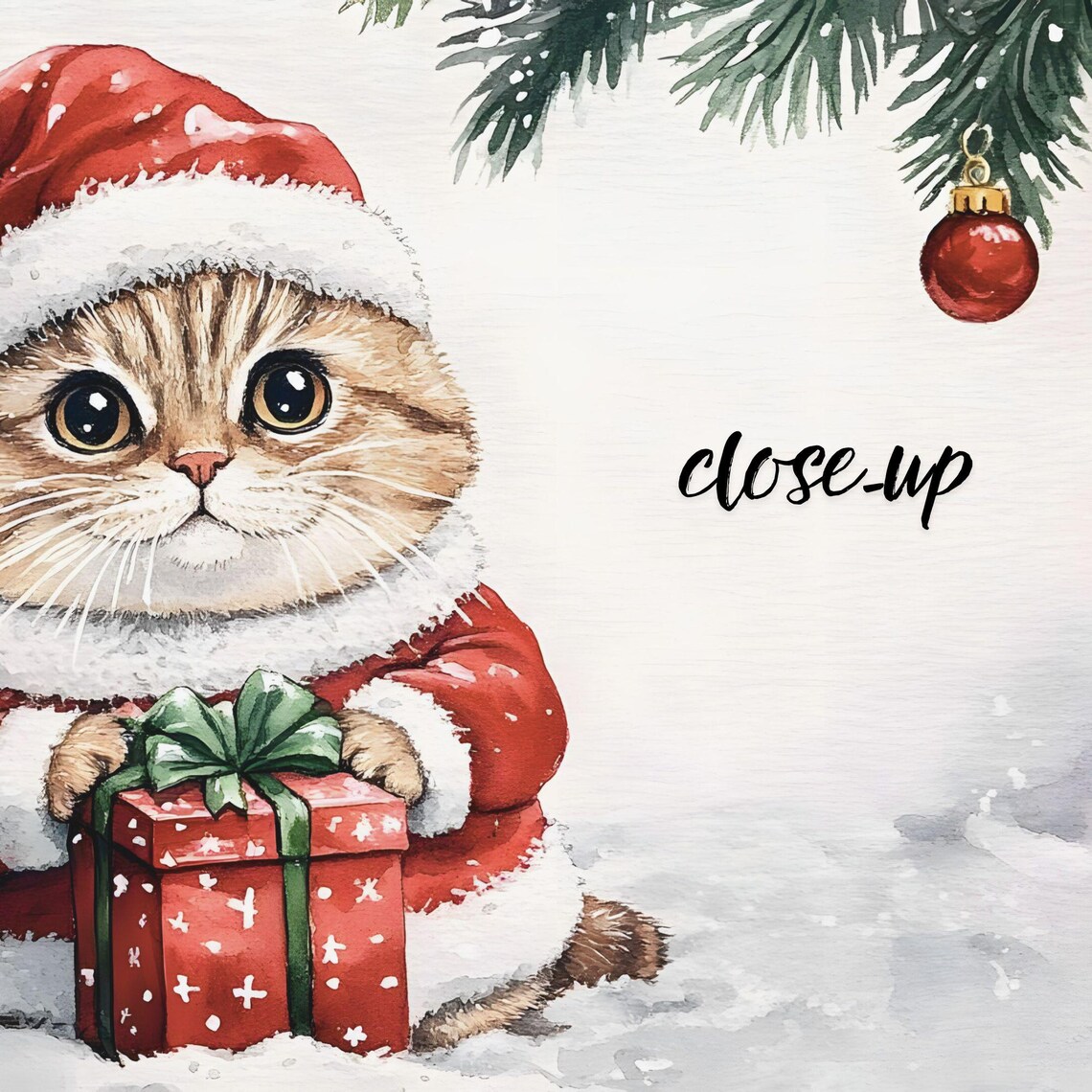 Cute Kitten in Santa Costume Holding Gift Christmas Frame TV Poster - Image 3