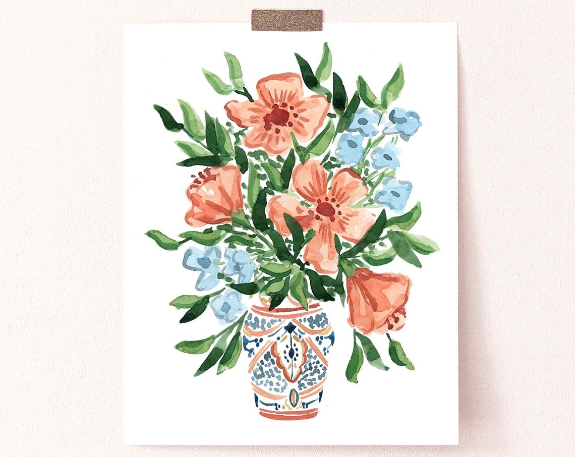Peachy Florals Moroccan-Inspired Art Print