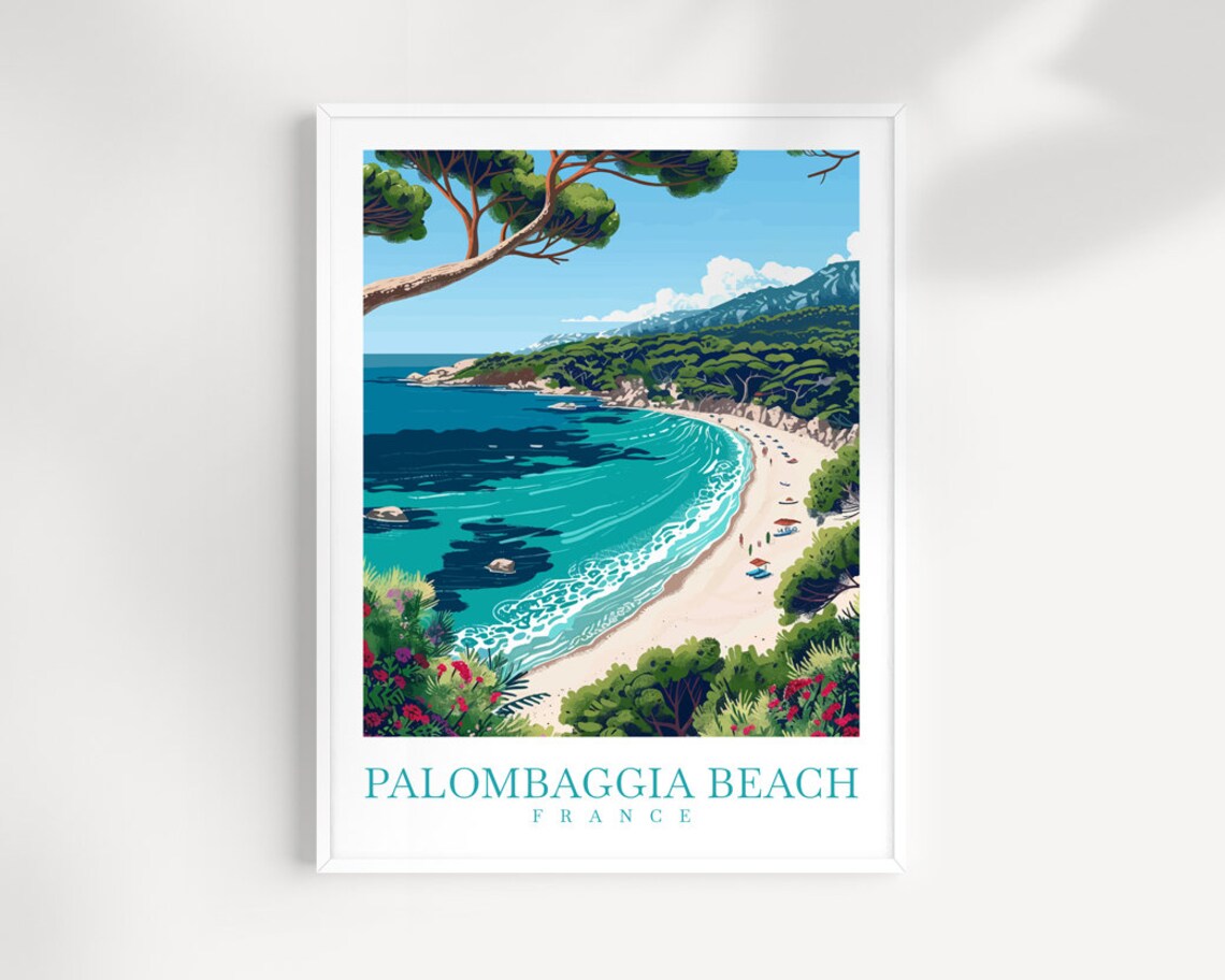 Palombaggia Beach France Turquoise Cove Coastal Travel Poster
