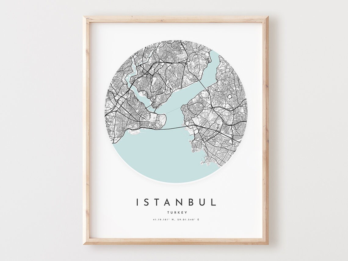 Istanbul Map Print City Street Art Poster