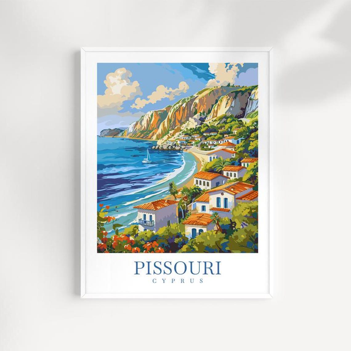 Pissouri Travel Print Cyprus Wall Art Pissouri Poster Pissouri Wall Hanging Home Decoration Birthday Gift Ideas Europe Travel Gift