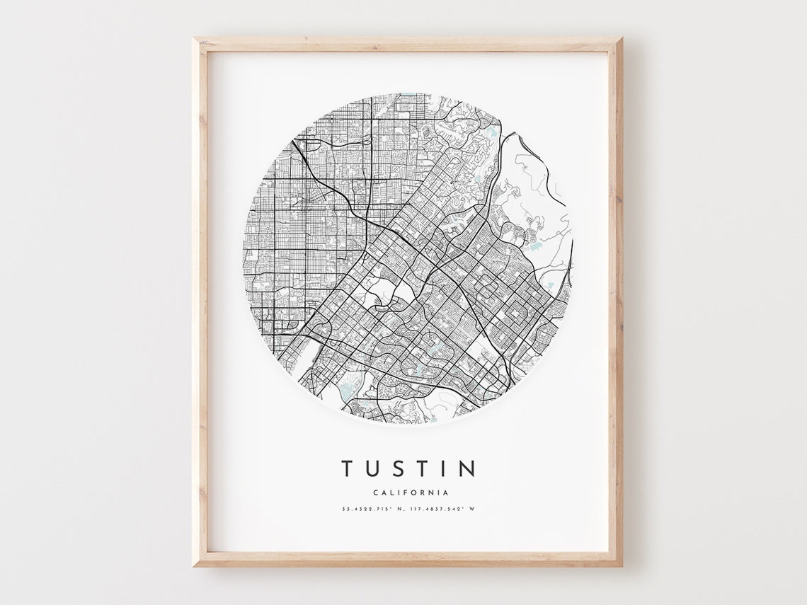 Tustin Map Print Modern City Wall Art