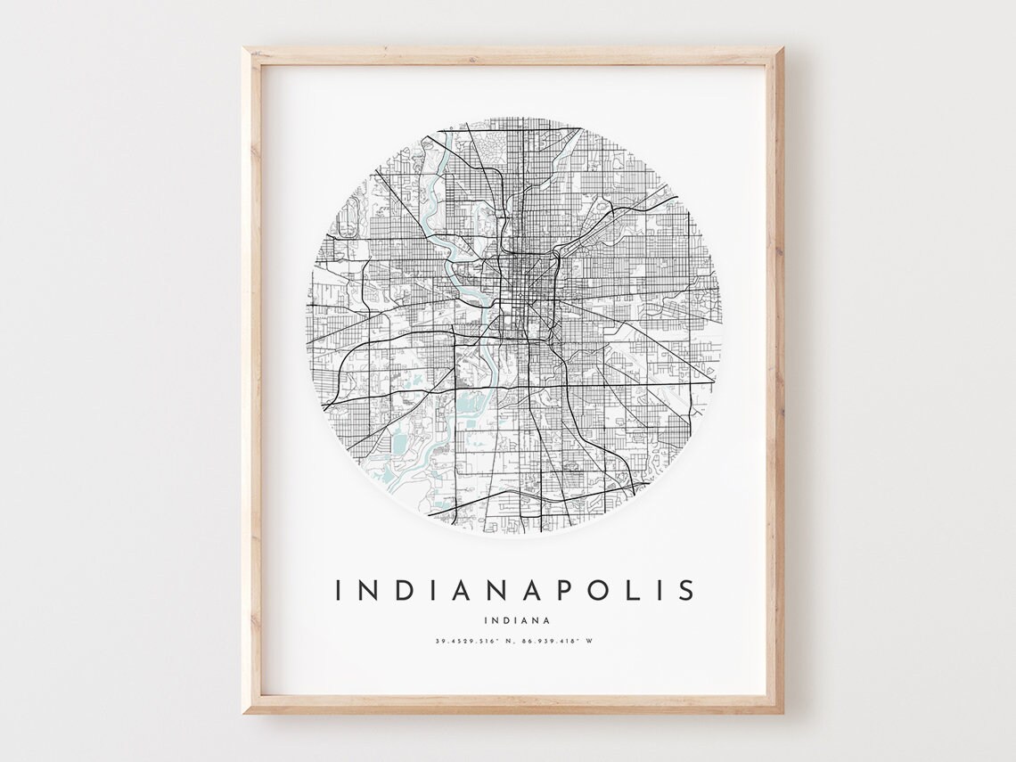 Indianapolis Map Print Indiana City Street Art Poster