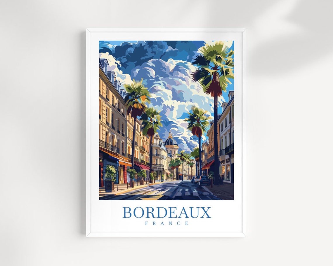 Bordeaux France Palm Boulevard Poster Classic Street Scene Art