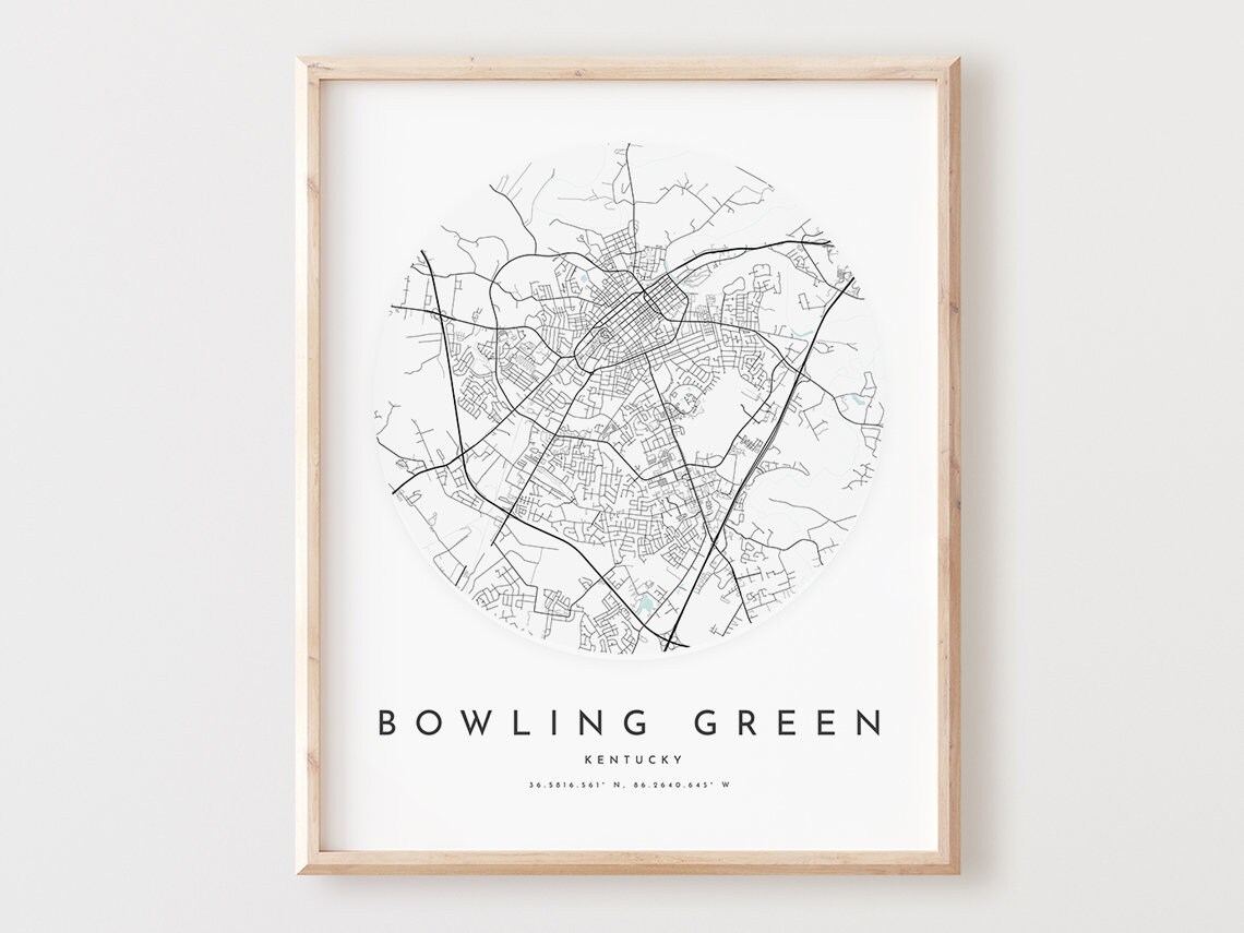 Bowling Green Kentucky City Map Poster Minimalist City Map Decor