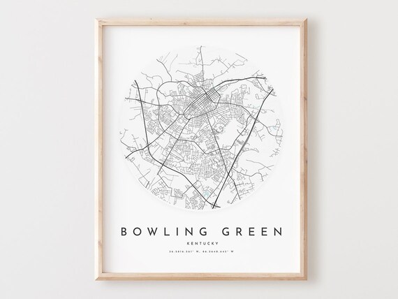 Bowling Green Kentucky Map Print City Street Art Poster
