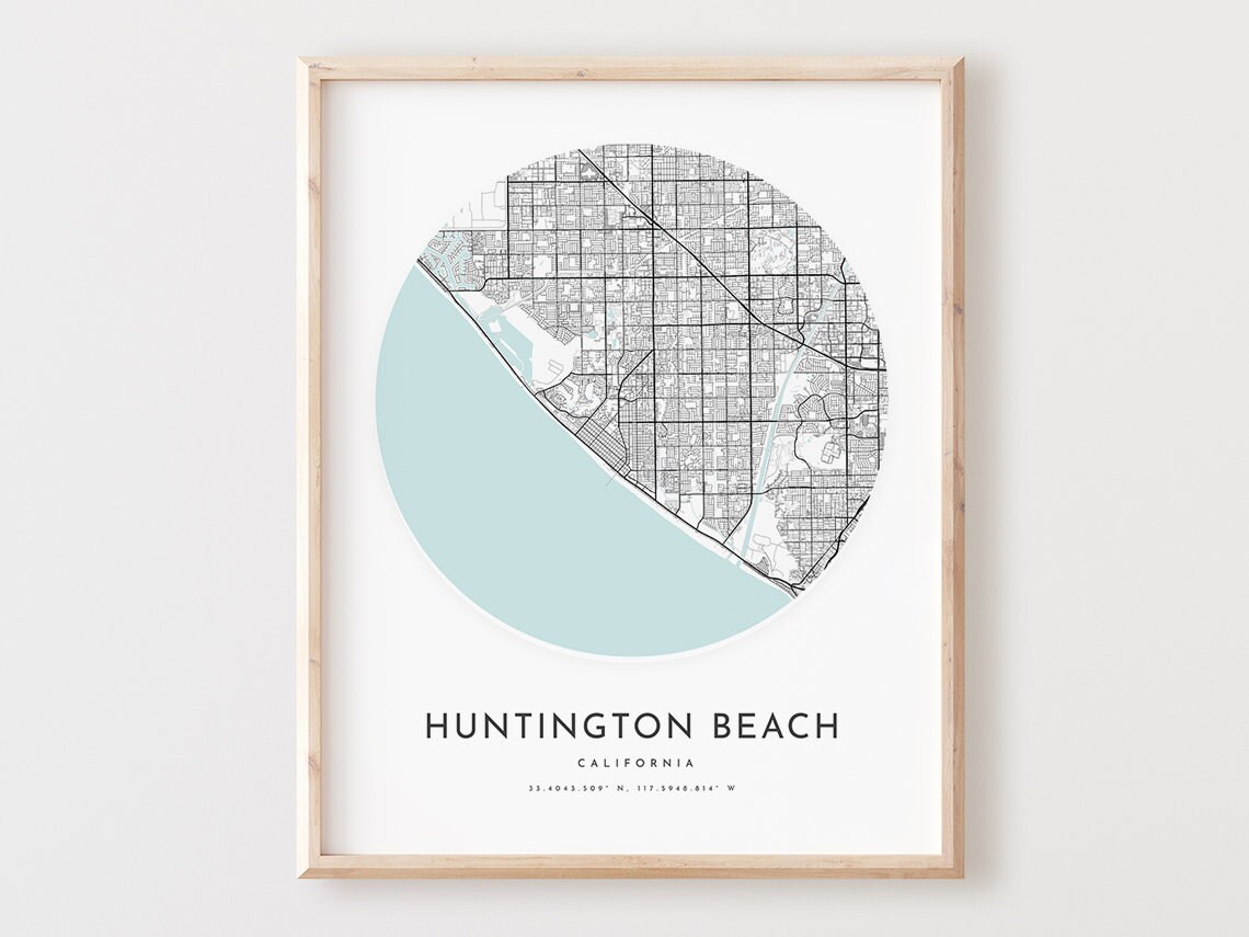 Huntington Beach Map Art Print City Street