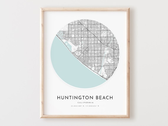 Huntington Beach Map Art Print City Street