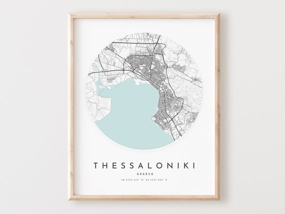 Thessaloniki Map Print, City Street Art Poster