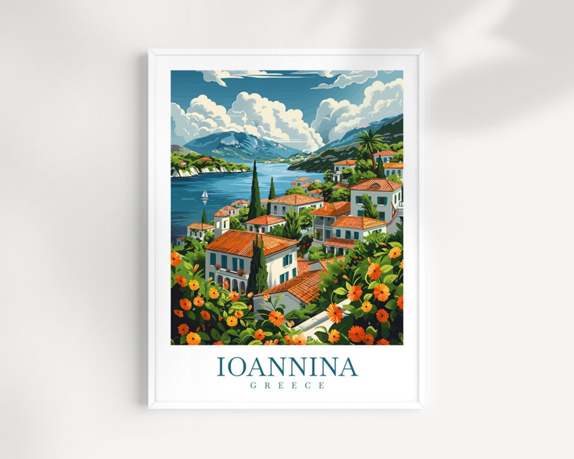 Ioannina Travel Print Wall Art Ioannina Greece Wall Hanging Home Decoration Ioannina Gift Art Lovers Wall Art Print Ioannina Greek Print Art