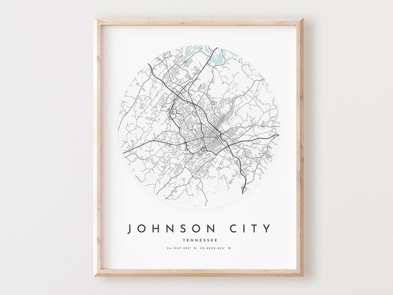 Johnson City Map Art Print Tennessee Cityscape Poster