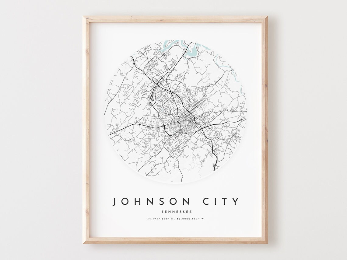 Johnson City Map Art Print Tennessee Cityscape Poster