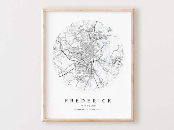 Frederick Maryland Map Print City Street Art