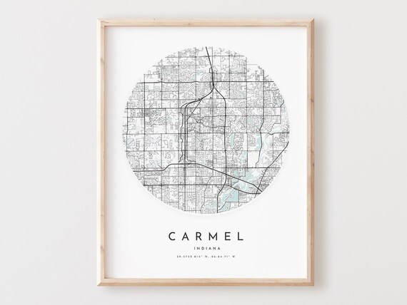Carmel Indiana Map Print City Street Art Poster