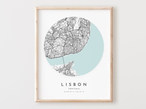 Lisbon Map Print Modern City Street Art