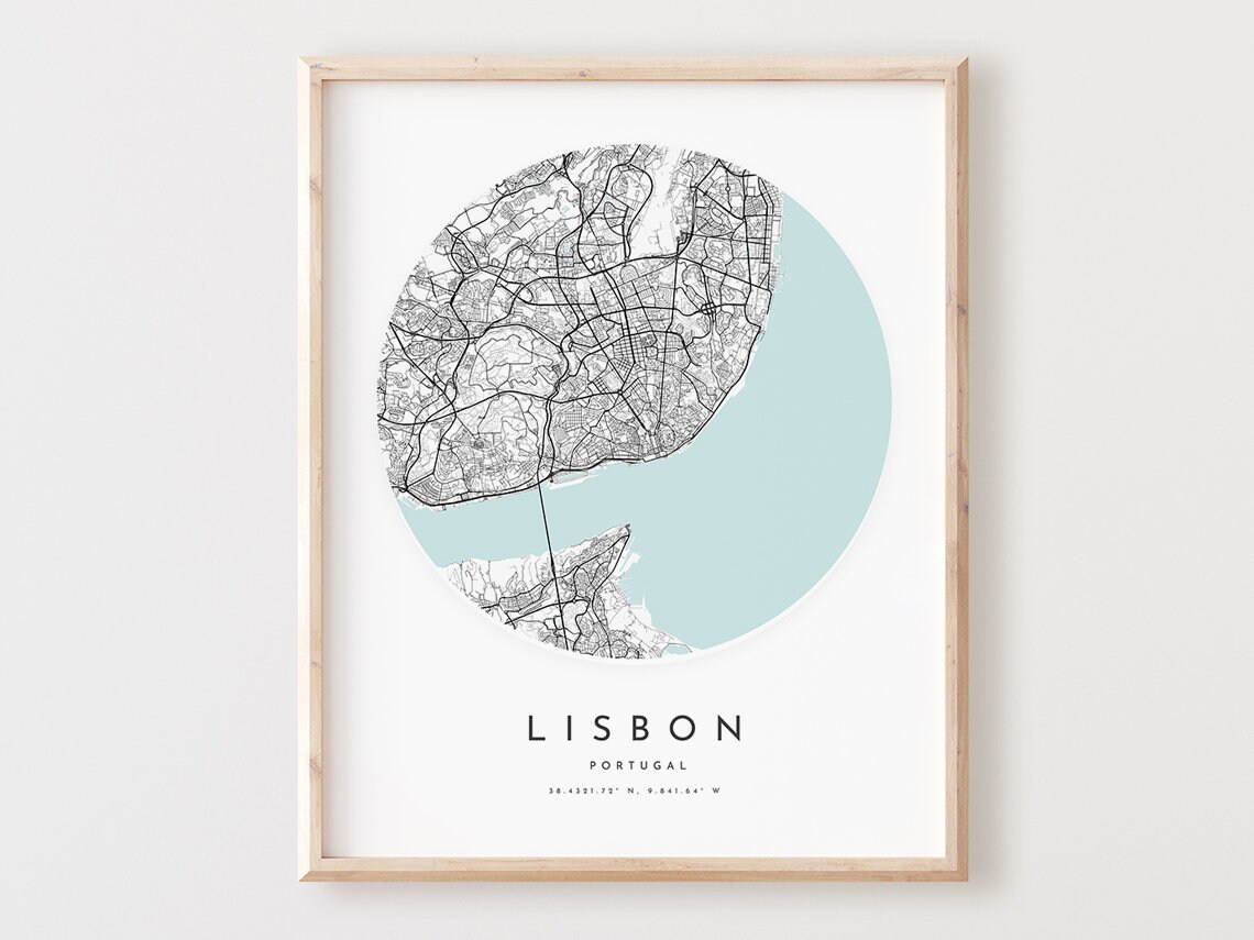 Lisbon Map Print Modern City Street Art